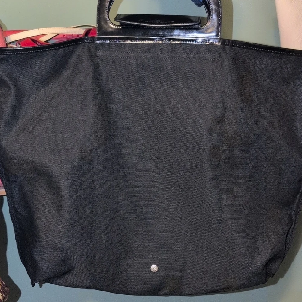 Salvatore Ferragamo Black Tote Bag Italy Big Leather Handles Stylish - Picture 4 of 15